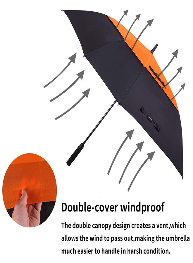 Doubwell square umbrella with automatic and windproof (Black/orange, 62 inch) - Image 4